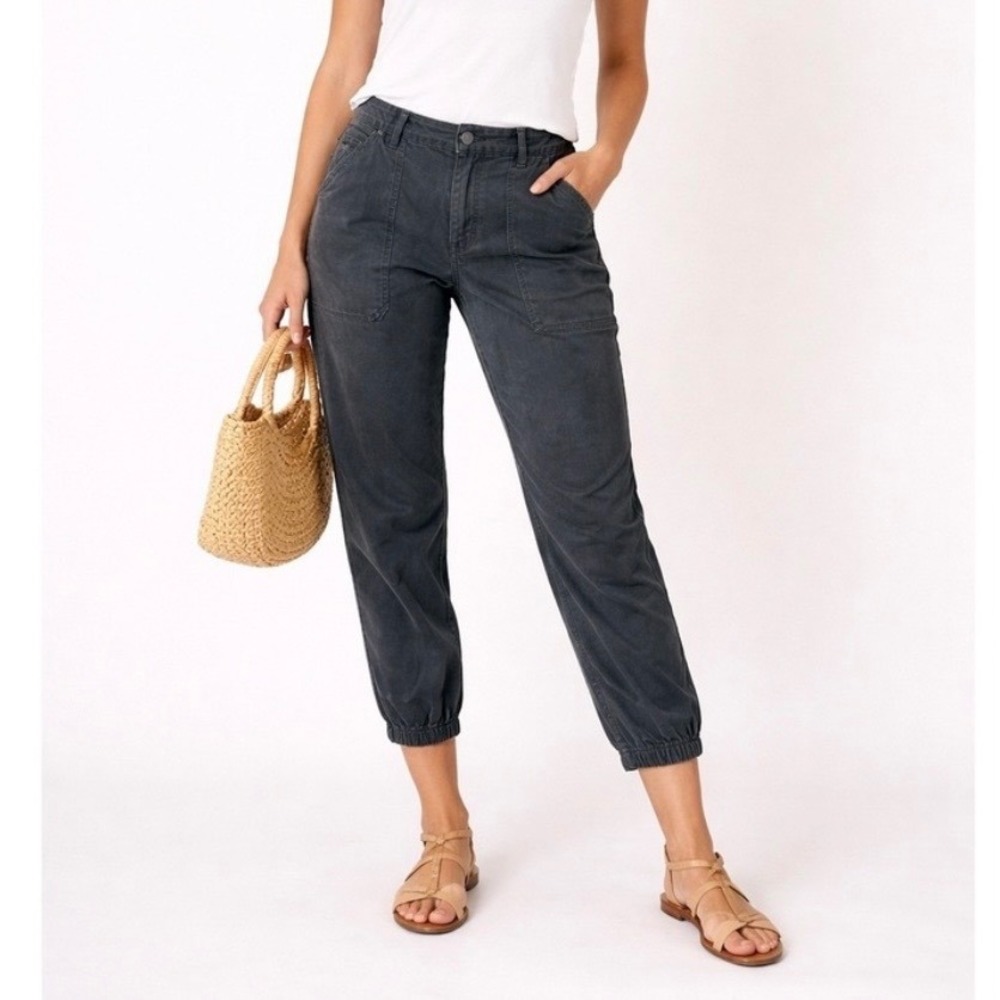 Nili Lotan Cropped Military Pant Carbon Grey Jogger Ankle Zip Cotton Size 10